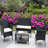 4 PC Rattan Patio Furniture Set Outdoor Patio Cushioned Seat Wicker Sofa (Beige Cushion)-624762429