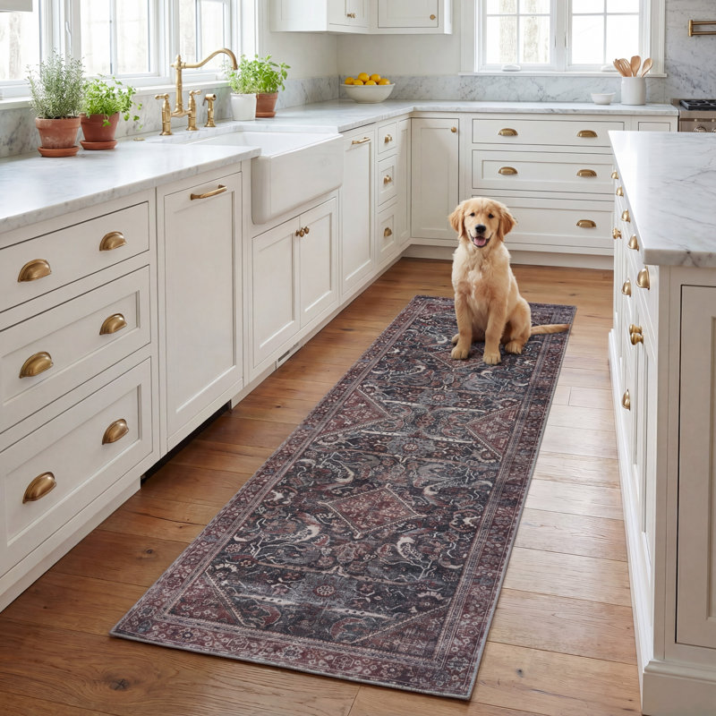 Adream Oriental Dark Green/Rust Area Rug, Runner 2'6" x 8'