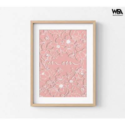 «Mom», affiche affiche, fleurs roses encadrées, Art mural floral, impression de signe de la maternité, maman Art mural, affiche de maman rose, Art mural encadré