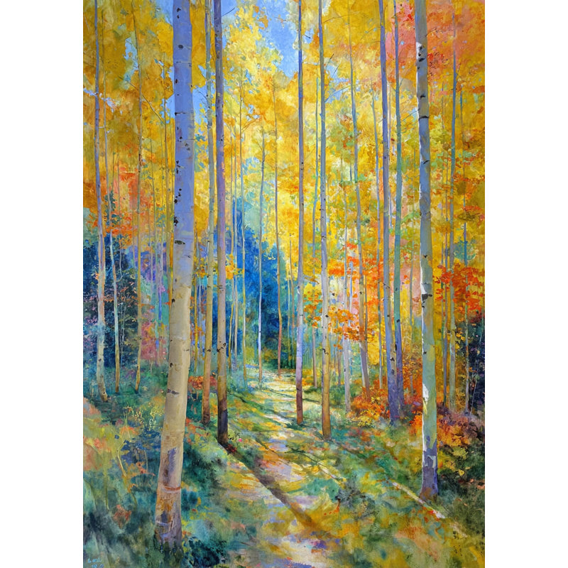 Art mural sur toile Aspen Pathway in Sunlight, H 24 po x l 16 po