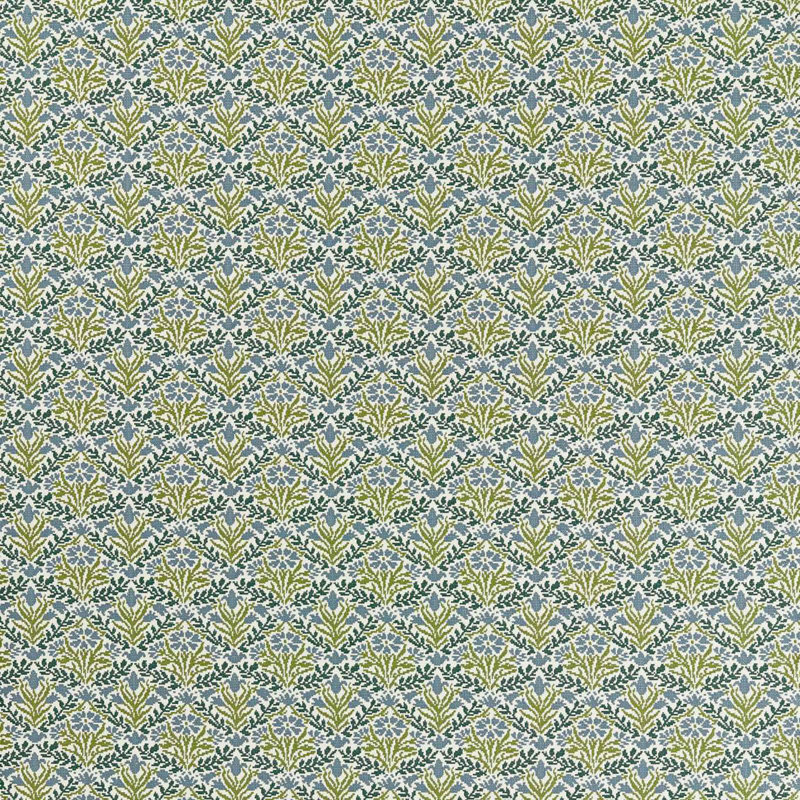 Bellflowers Weave, Sky Blue/Forest