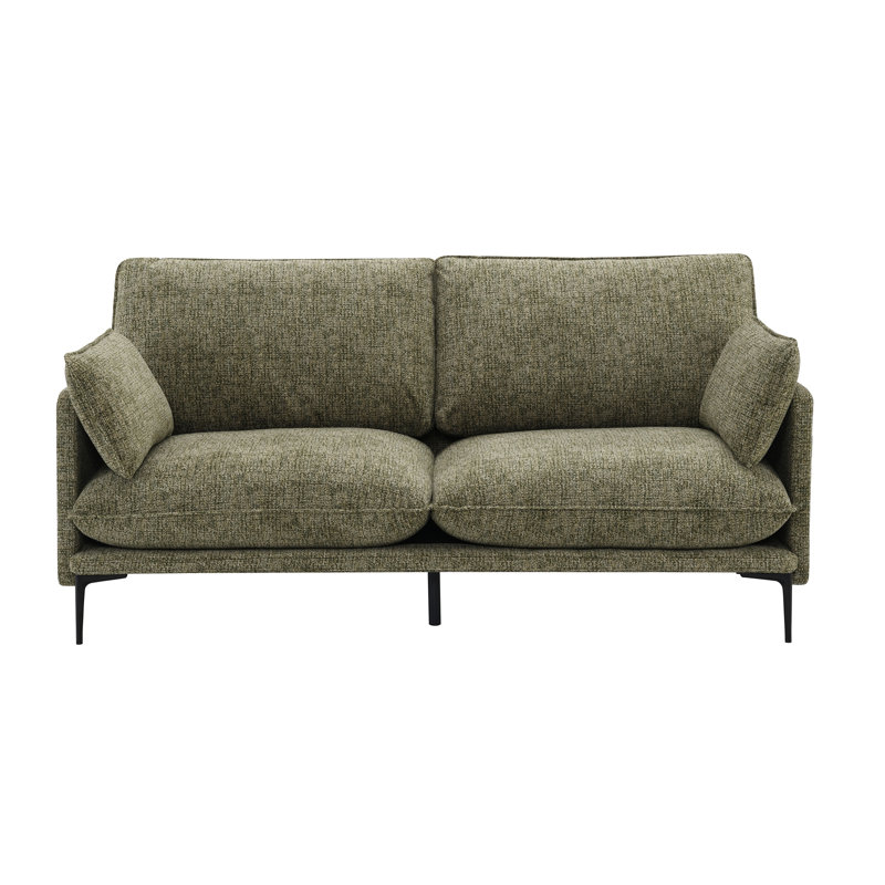 Canapé en tissu vert Dalton avec 2 coussins (coussin compressé)