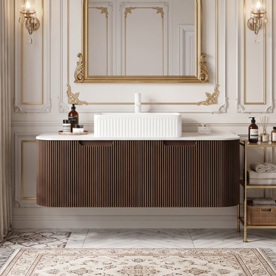 Meuble-lavabo mural simple 48 po avec plateau en marbre