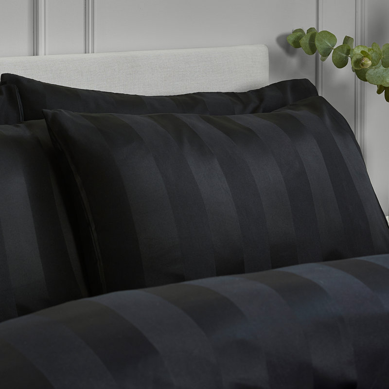 So Soft Satin Stripe Duvet Cover Set, Double, Black