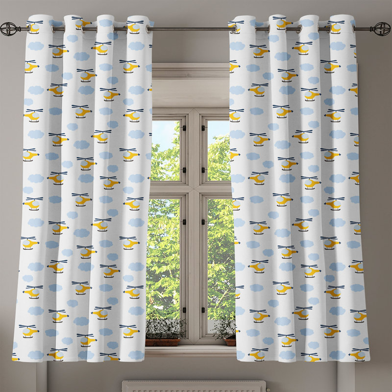 Rideau décoratif à œillets 2 panneaux Dakota Fields, 50 po x 63 po, jaune bleu