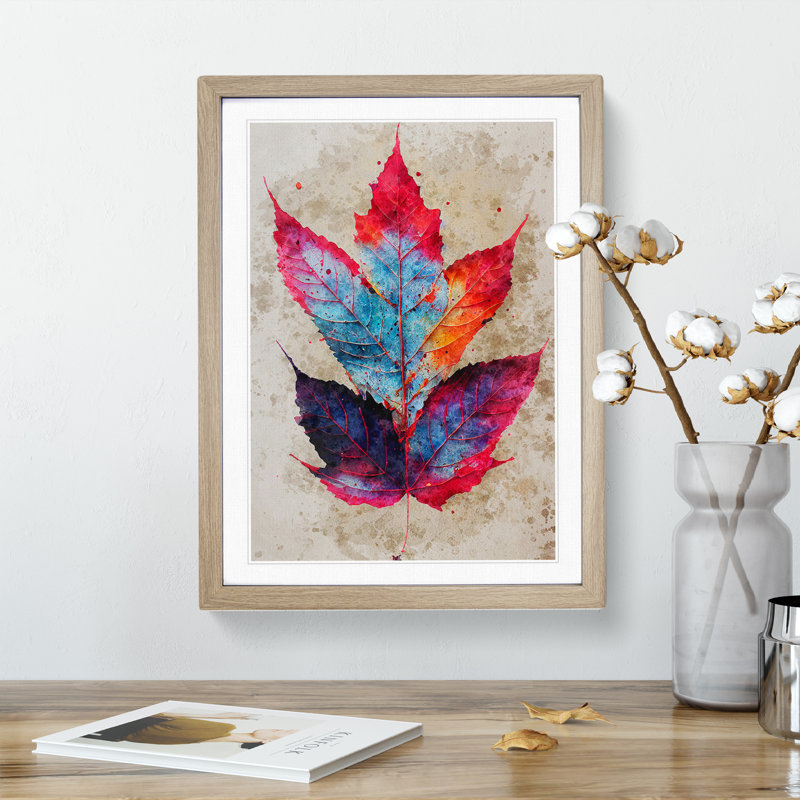XV1022-4942X Vibrant Leaf - Print, Oak Framed Paper, 66cm H x 48cm W, White