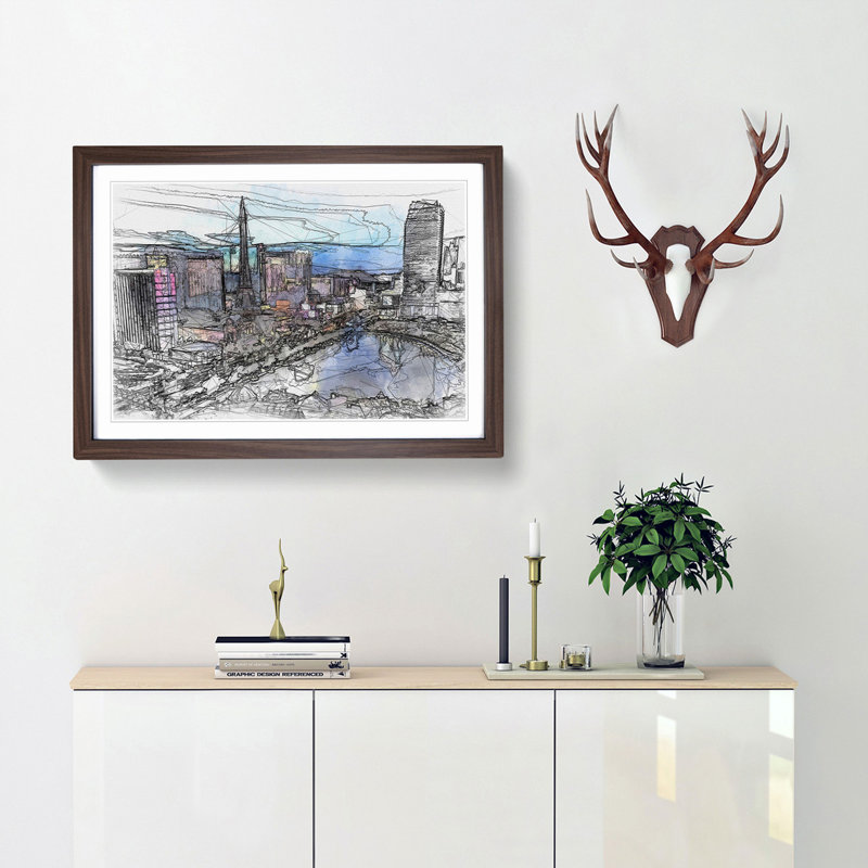 The Las Vegas Strip in Abstract - Picture Frame Graphic Art Print, 36cm H x 48cm W x 2cm D, Walnut Framed