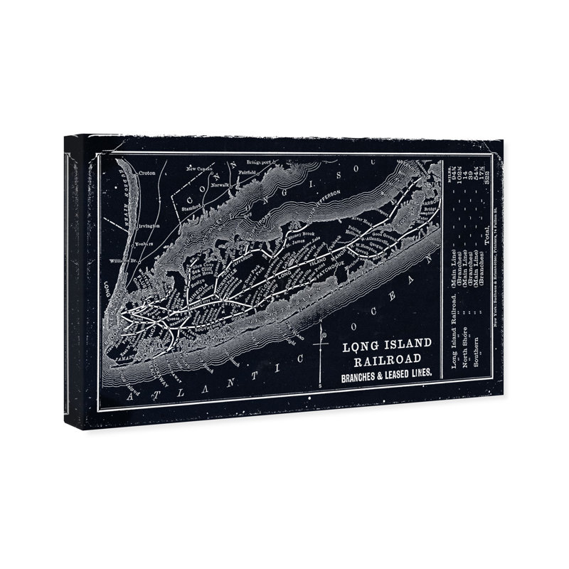 « long island rail map », impression sur toile, H 20 po x l 30 po x P 1,5 po
