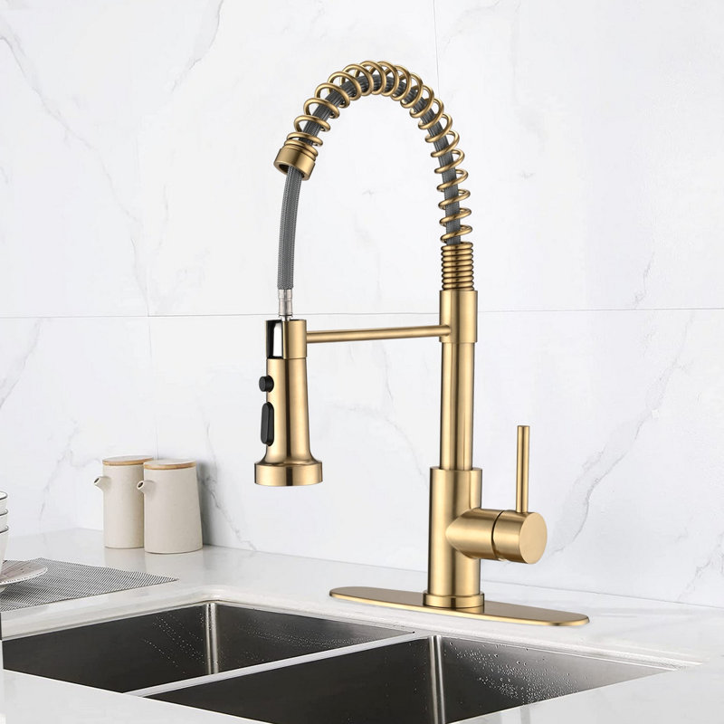 Pull Down Sprayer Spring Kitchen Sink Faucet