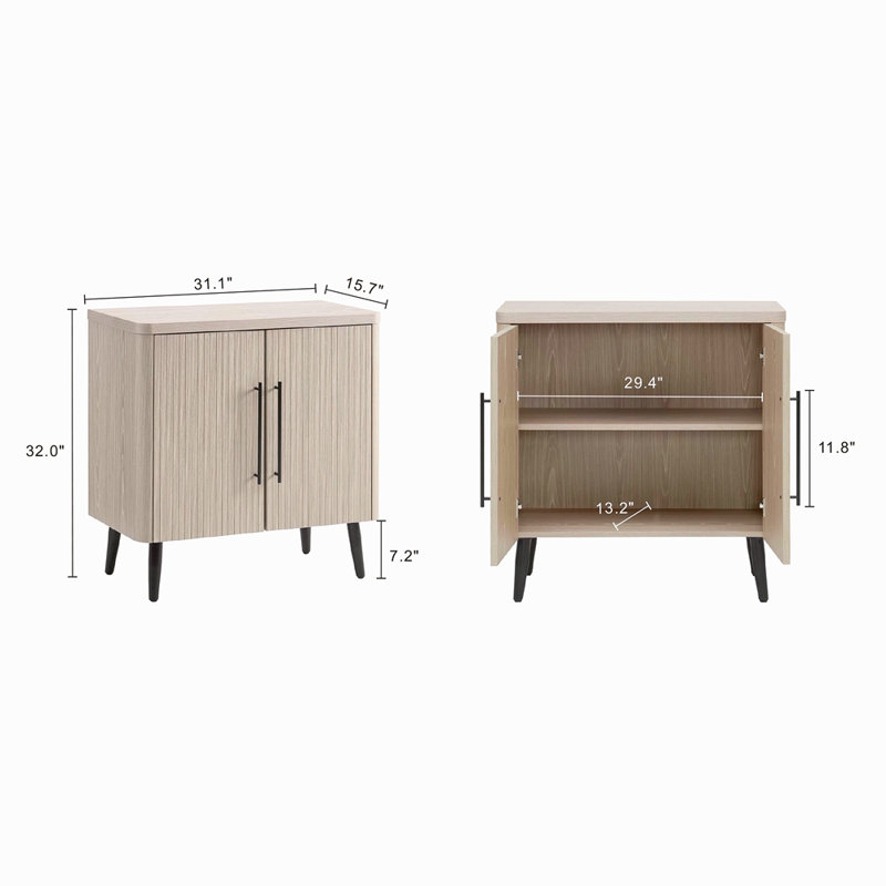31" Fluted Accent Cabinetwashed Oak