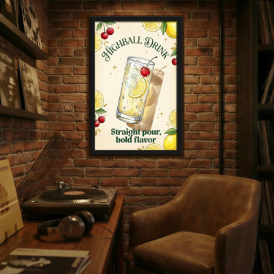 Fashion Highball Drink With Lemon And Cherry