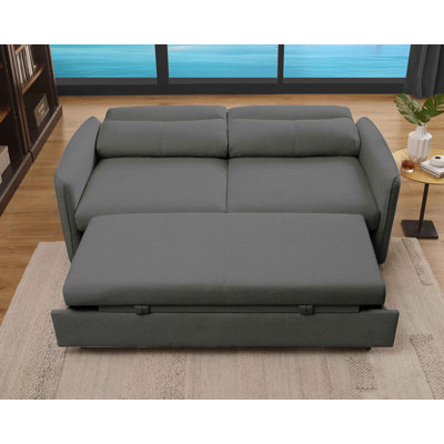 Firm round Arms Sleeper Sofa 3 in 1 Convertible Sleeper Sofa Bed with Pull Out Bed
