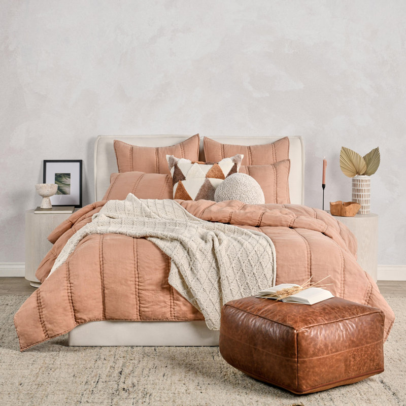Rowen Sustainable Fabric Quilt, Queen Quilt, Clay