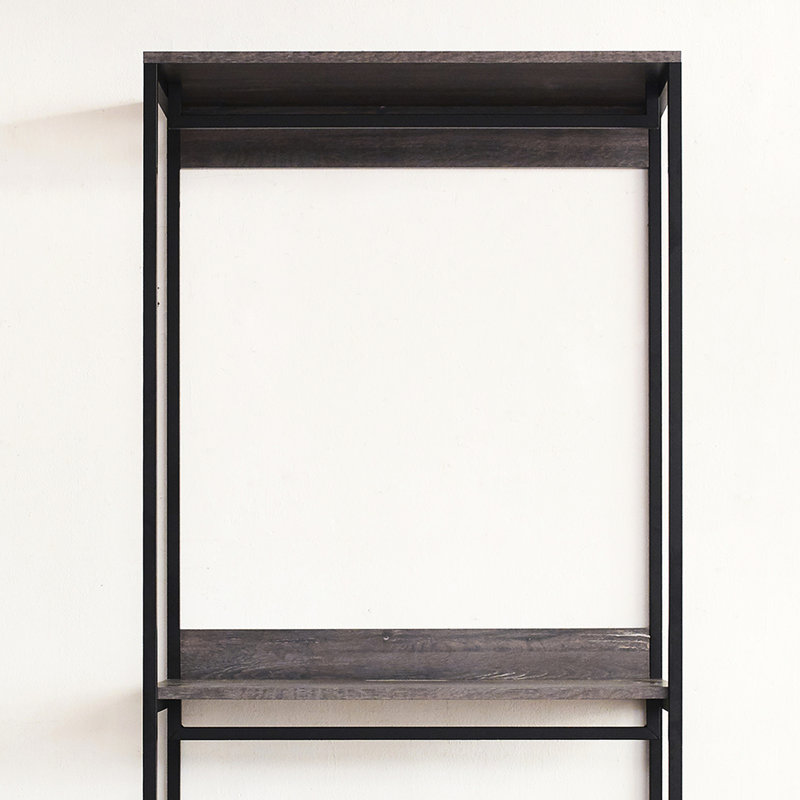 Industrial Walk-In Closet, Gray Color, Solid Wood, Extra Deep Storage, Heat Surface Style Wood Rustic Gray, Metal Frame, Water , Long Lasting