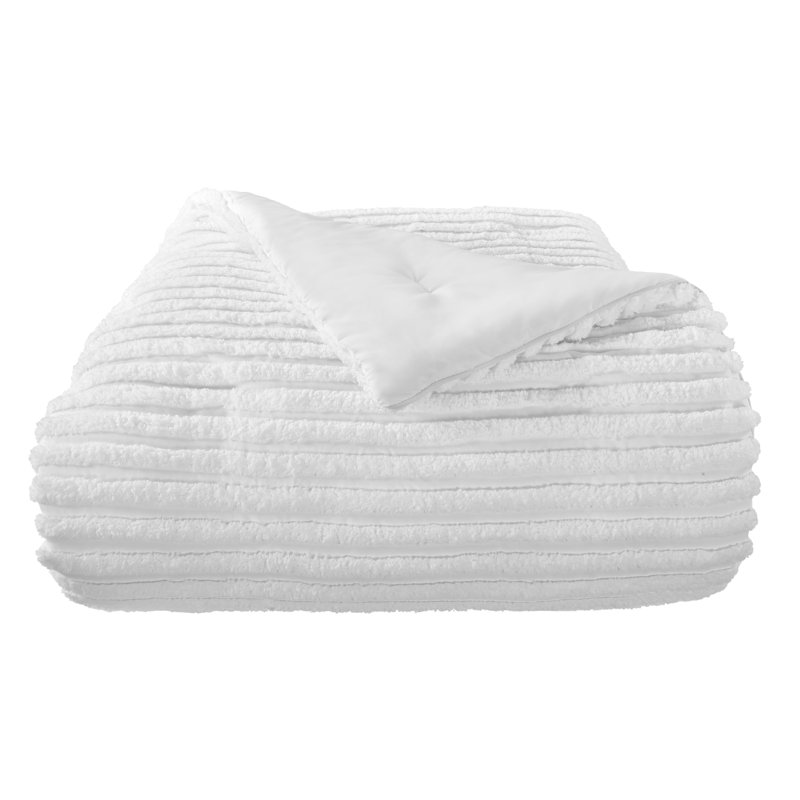 White Tufted Stripe Queen Comforter Set with Shams