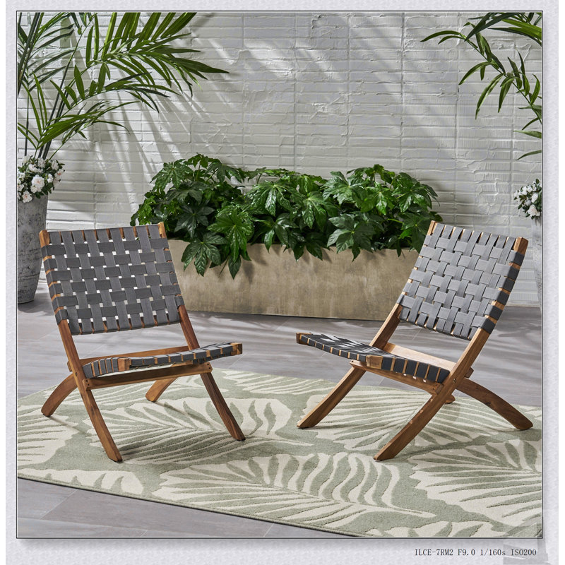 Ensemble de 2 chaises pliantes en bois d'acacia Huntsville, durables et élégantes pour l'intérieur et l'extérieur