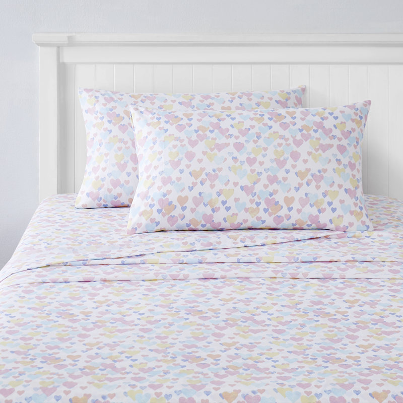 Ensemble de draps en microfibre pour enfants, Double, Vintage Hearts