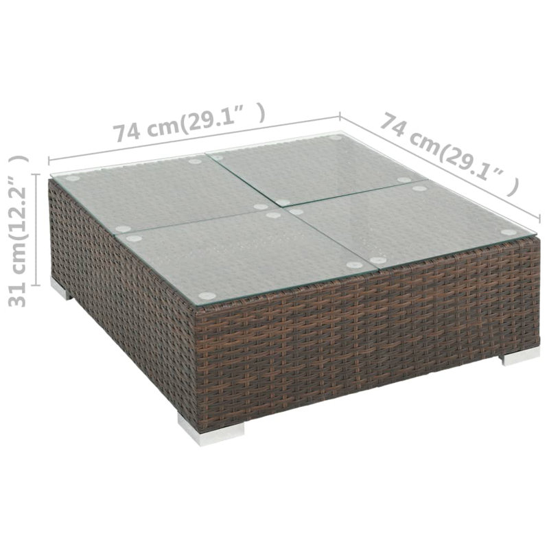 Ensemble de meubles d'extérieur en rotin 7 pièces, Brun, Blanc crème