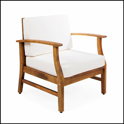 Ensemble de deux fauteuils club PERLA en bois d'acacia résistant aux intempéries avec coussins confortables résistants à l'eau pour une utilisation extérieure