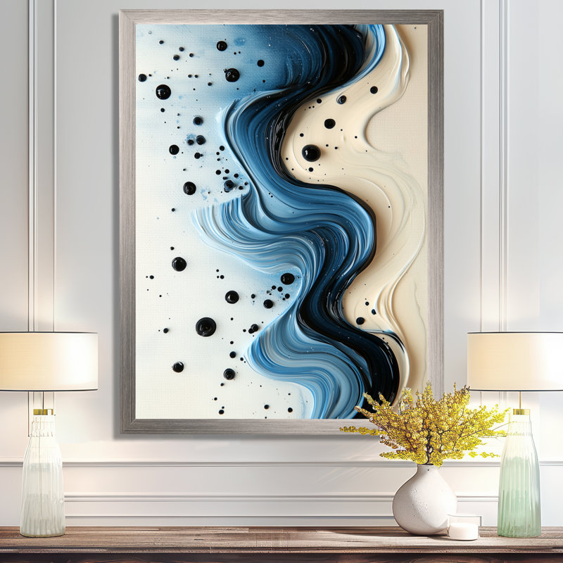 Aubrye - Abstract Canvas Art Print, 32" H x 24" W, Picture Framed, Silver
