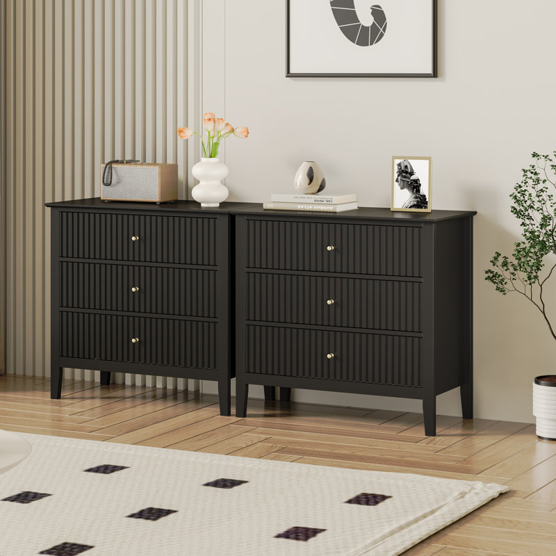 3 Drawer, Black
