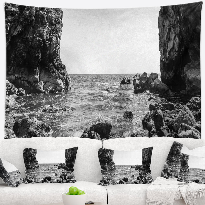 Tapisserie, paysage marin, falaises du bas, Dorset, Angleterre, H 50 po x l 60 po