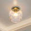 Plafonnier encastré en laiton antique 1 lumière avec abat-jour en verre nervuré transparent Folger