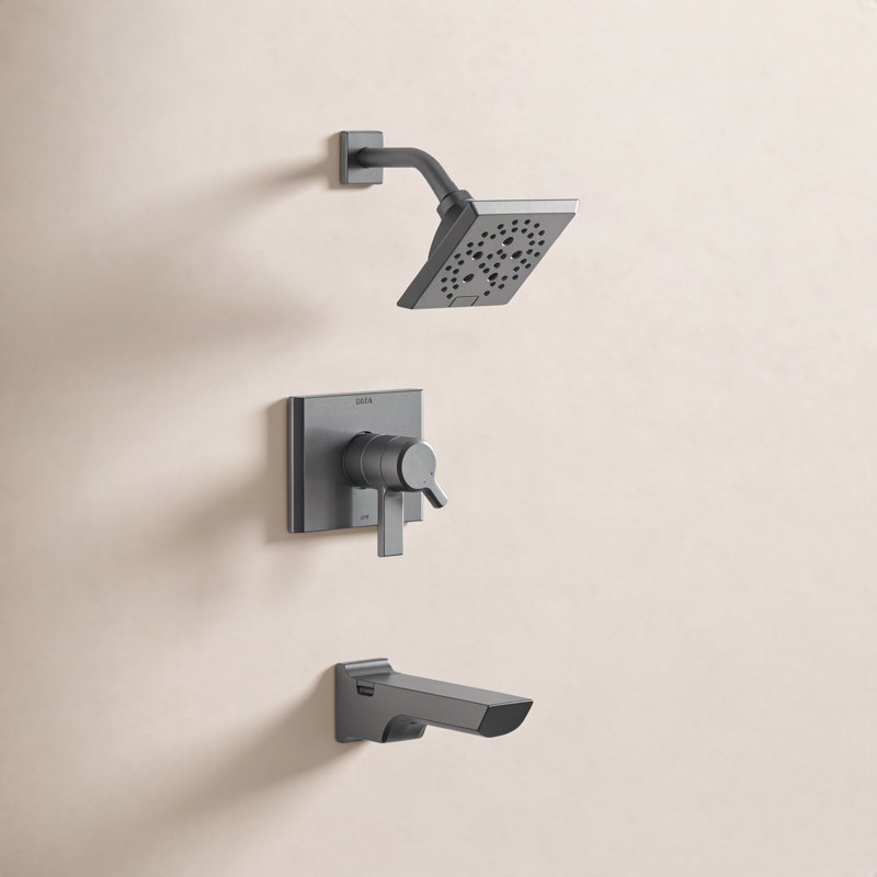 Pivotal® Tub and Shower Faucet with H2Okinetic® Technology, Lumicoat Black Stainless