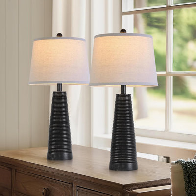 Nightstand Lamp Bedside Lamps Set Of 2 Desk Lamp Vintage Rustic Farmhouse Table Lamp 3 Way Dimmable Light,Bulb X 2,USB AC Port (With Gold, High 27 Inch)