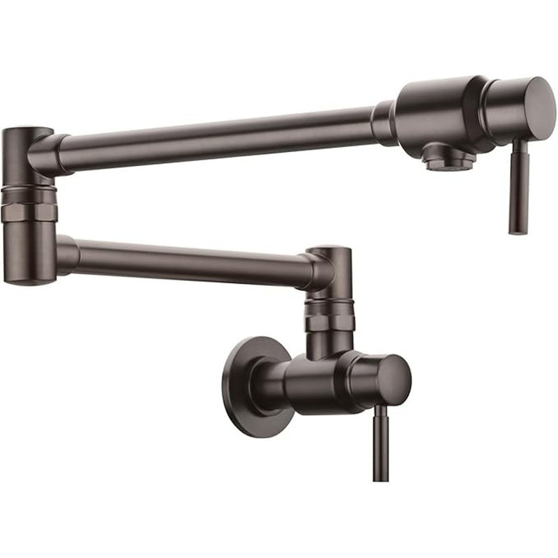 BAGNOLUX Venetian Bronze Pot Filler, Wall Mount Commercial Pot Filler Faucet Over Stove, Brass Copper Material Kitchen Folding Faucet with Stretchable Double Joint Swing Arm 23.4 inch