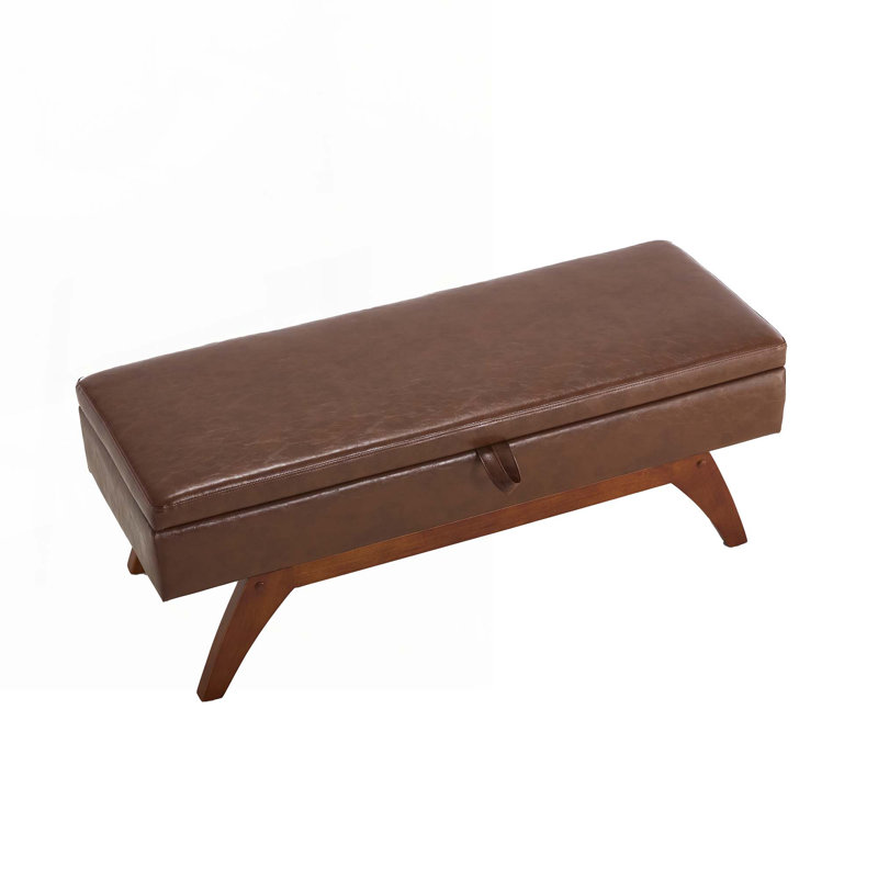 Banc de rangement en similicuir, Brun