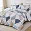Ensemble de housse de couette 100% coton pour très grand lit - Ensemble de literie triangulaire bleu gris nordique 3 pièces, housse d'édredon légère et douce avec fermeture à glissière, ensemble de lit contemporain neutre abstrait-123281985