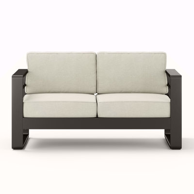 Causeuse MAYA BAY MP1, structure en aluminium robuste avec coussin beige pour le confort et le style extérieurs