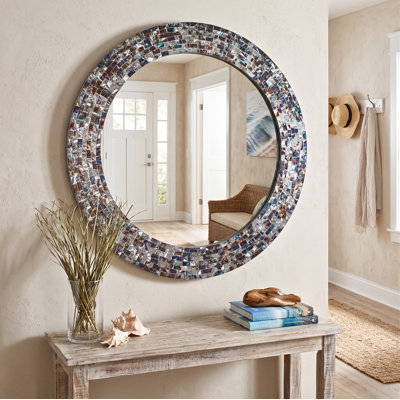 Toolleen Glass Frame Round Wall Mirror