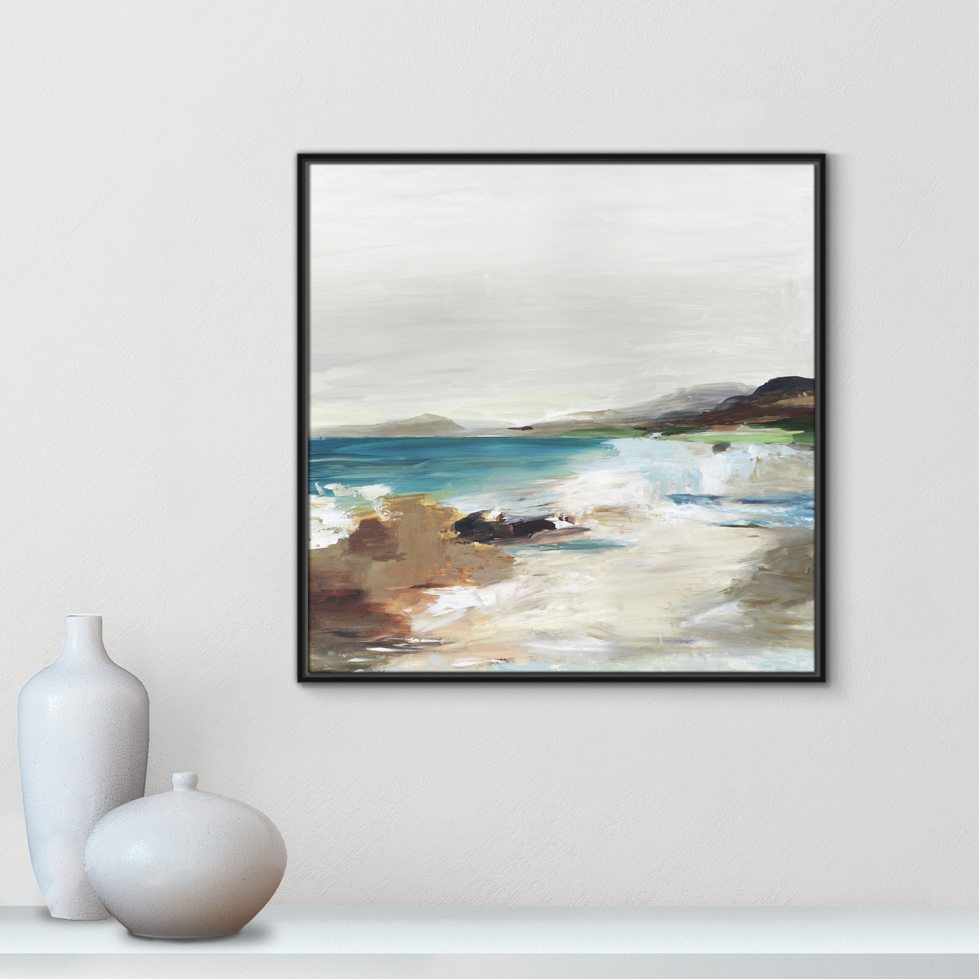 Calm Lake II by Allison Pearce - Floater Frame Print on Canvas, 31.5" H x 31.5" W, Black Framed