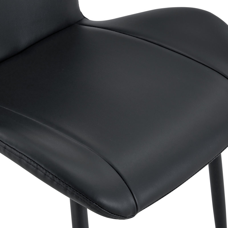 Ensemble de salle à manger rectangulaire rétro minimaliste de 5 pièces de 55 pouces avec chaises en similicuir, Noir