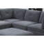 Grand coin modulaire en tissu de chenille gris cendré avec style contemporain et pieds de taille dans une base en bois