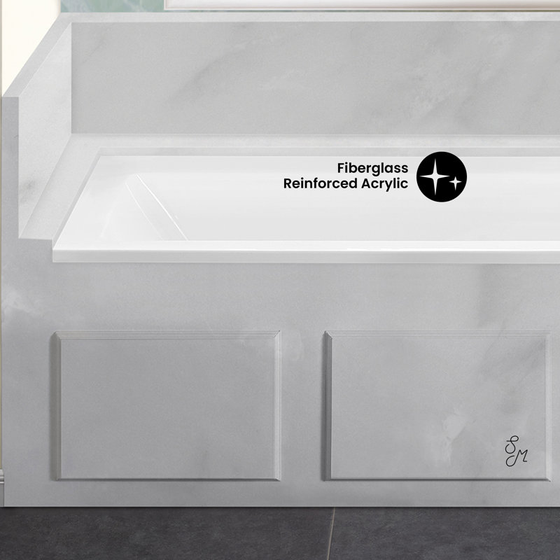 Voltaire 60" x 30" Right-Hand Drain Alcove Bathtub, Right, White/Tan