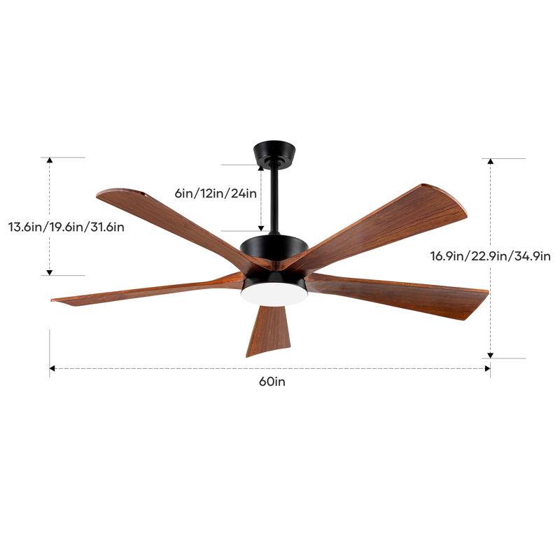 Solid Wood Ceiling Fan With Light