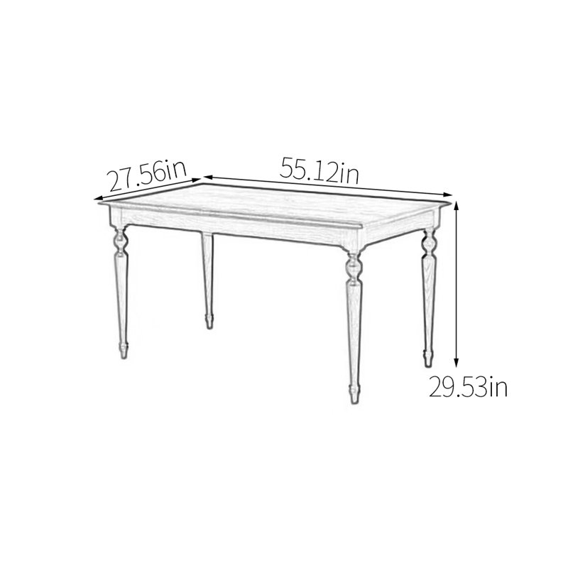 Table de salle à manger en chêne massif, H 29,53 po x L 55,12 po x l 27,56 po
