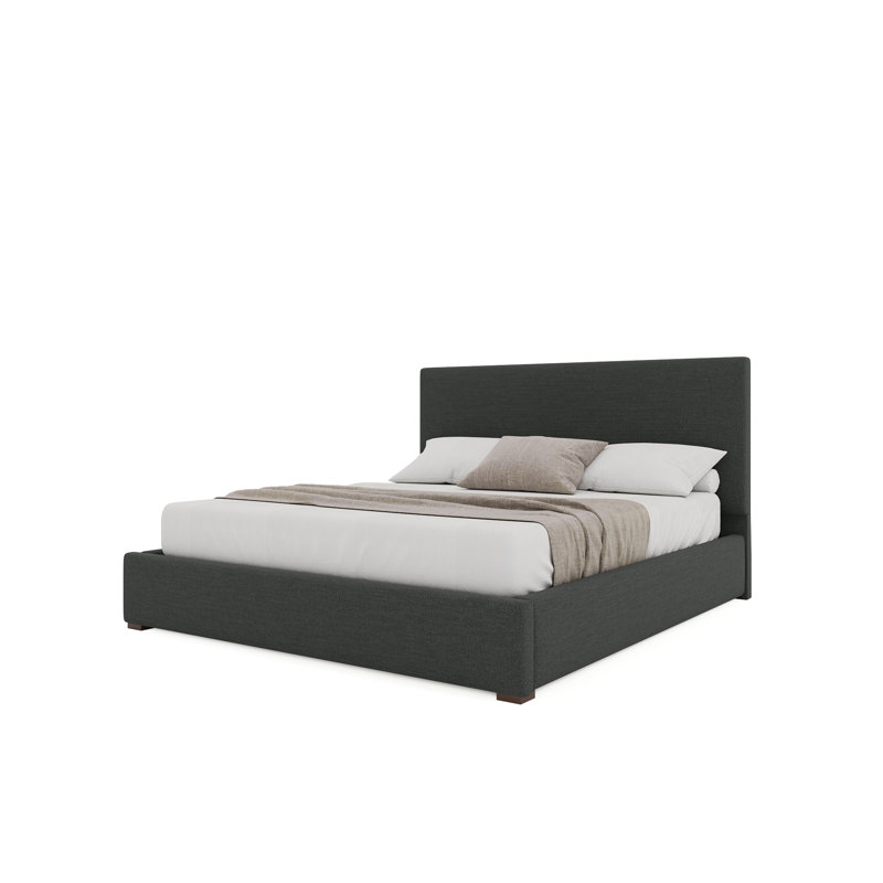Moyra  Low Upholstered Bed, Charcoal, Queen