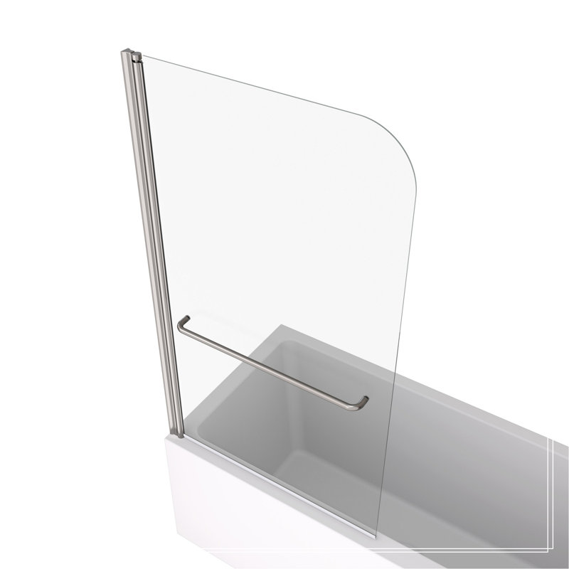 Pare-baignoire pivotant avec verre trempé de 1/4 po et barre à serviettes, Chrome
