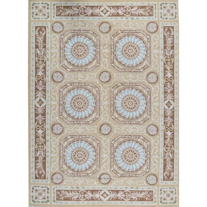 Hand-Knotted High-Quality Gold and Brown Area Rug