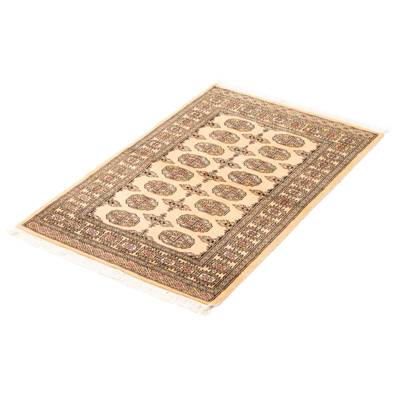 One-of-a-kind Hand-knotted Peshawar Bokhara Beige 3'1" x 5'0" Wool Rug