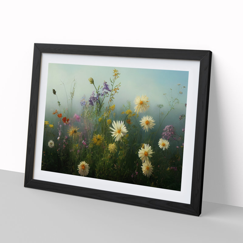 Resplendent Wildflowers - Single Picture Frame Painting, Black Framed, 46cm H x 64cm W x 2cm D