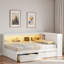 Lit de jour multiple avec tablettes de rangement, USB, DEL et 2 tiroirs-123034892