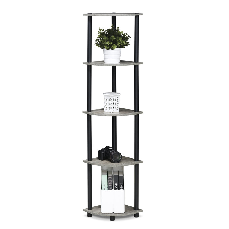 Corner Bookcase, French Oak Grey/Black