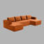 Canapé modulaire en forme de U 132 po Corduroy Cloud, sans assemblage, avec méridienne et porte-gobelets, bleu, 4 places-504225370