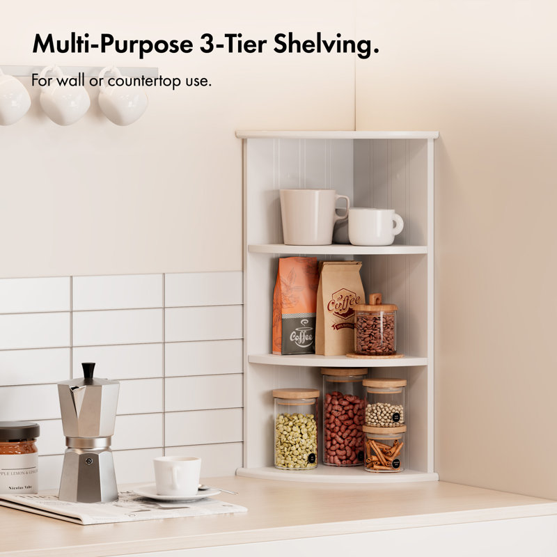 3-Tier Corner Bathroom Shelves, White