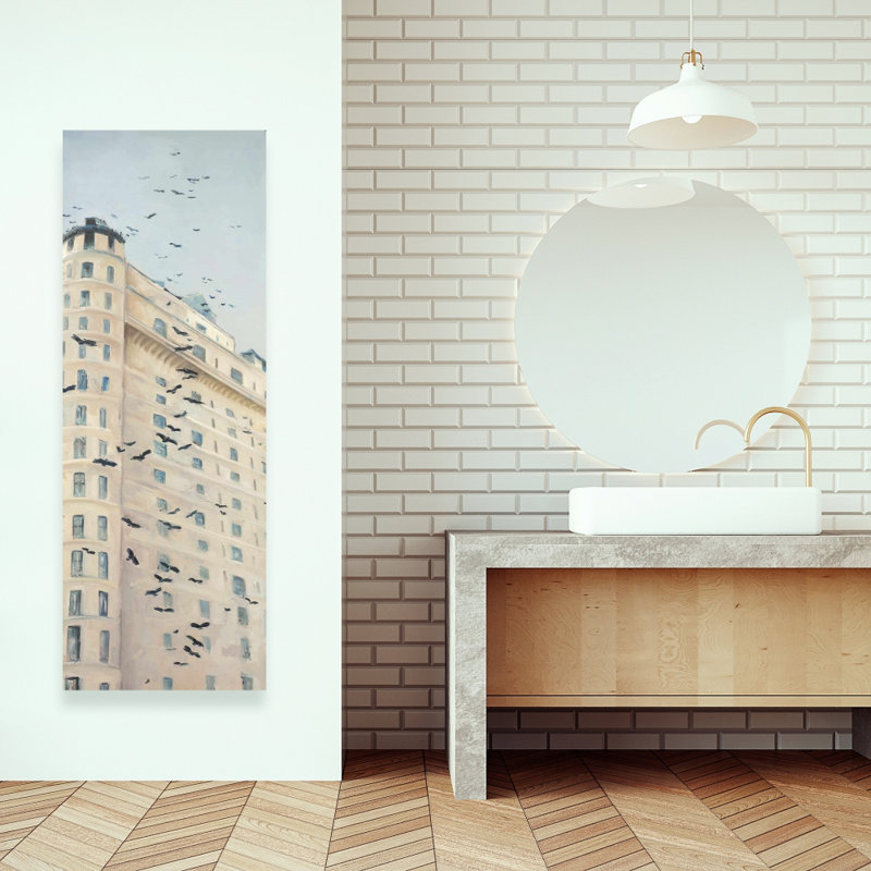 Birds Flying Canvas | Contemporary Bedroom Wall Art Decor, 16" H x 48" W